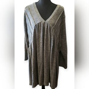 Beyond This Plane Long Sleeve V Neck Babydoll Dress